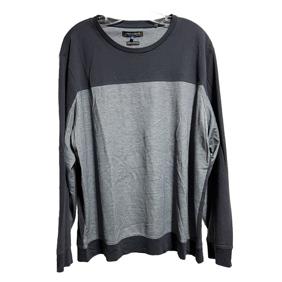 Vince Camuto Pima Cotton Two Tone Blue Grey Long Sleeve Lightweight Sweater XXL - Picture 1 of 5